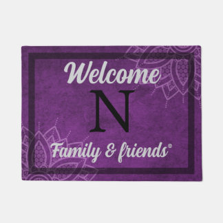 Personalized Purple Welcome Doormat ドアマット
