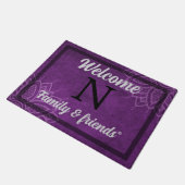Personalized Purple Welcome Doormat  ドアマット (アングル)