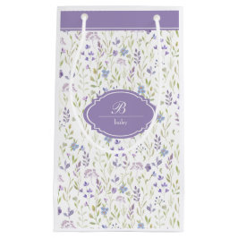 Personalized Purple Wildflower Monogram スモールペーパーバッグ