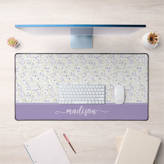 Personalized Purple Wildflower Monogram デスクマット