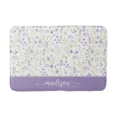 Personalized Purple Wildflower Monogram バスマット (正面)
