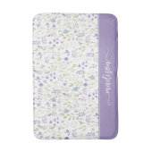 Personalized Purple Wildflower Monogram バスマット (正面縦)