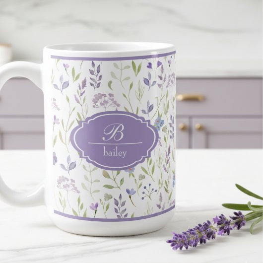 Personalized Purple Wildflower Mug コーヒーマグカップ