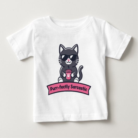 Personalized Purr-fectly Sarcastic Black Cat Mug ベビーTシャツ (正面)