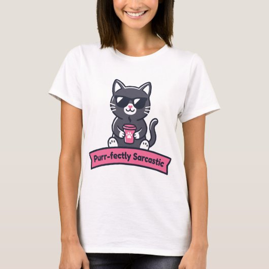 Personalized Purr-fectly Sarcastic Black Cat Mug Tシャツ (正面)