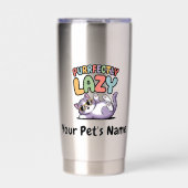 Personalized Purrfectly Lazy Cat Custom Pet Name C 保温保冷タンブラー (正面)