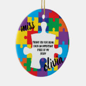 Personalized Puzzle Autism Teacher セラミックオーナメント (右)