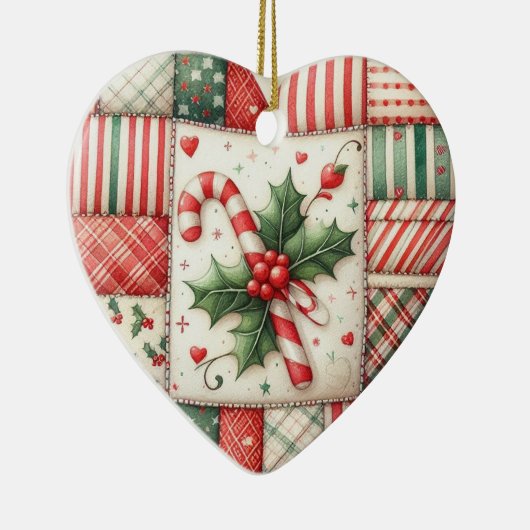 Personalized Quilter's Patchwork Star Christmas セラミックオーナメント (右)