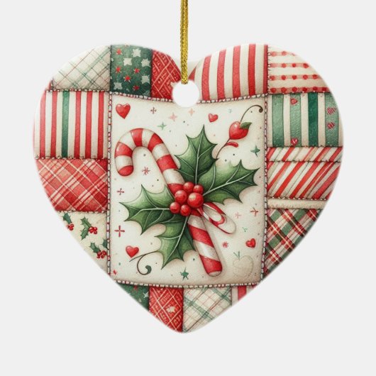 Personalized Quilter's Patchwork Star Christmas セラミックオーナメント (裏面)