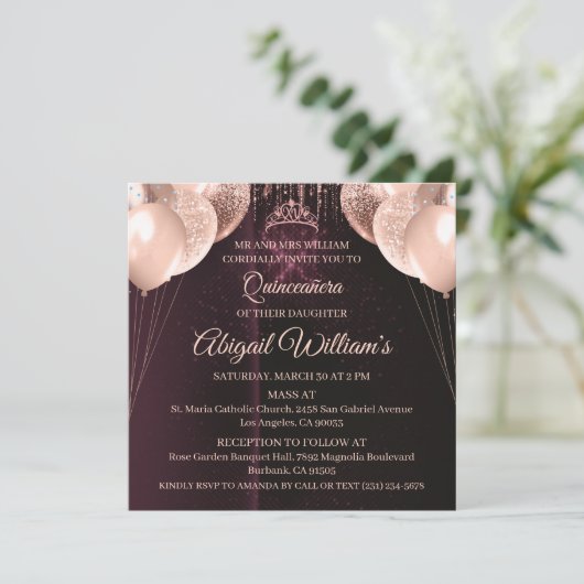 Personalized Quinceañera Invitation | Mis Quince A 招待状 (スタンド正面)