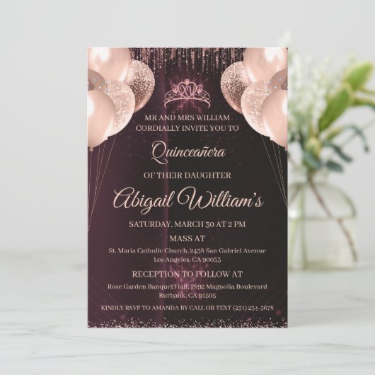 Personalized Quinceañera Invitation | Mis Quince A 招待状 (スタンド正面)