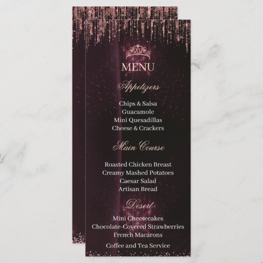 Personalized Quinceañera Menu Card | QUINCEAÑERA メニュー (正面/裏面)