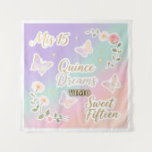 Personalized Quinceañera Photo Backdrop タペストリー (正面)