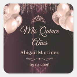 Personalized Quinceañera Square Stickers | labels スクエアシール