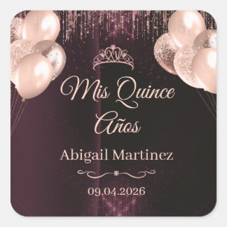 Personalized Quinceañera Square Stickers | labels スクエアシール