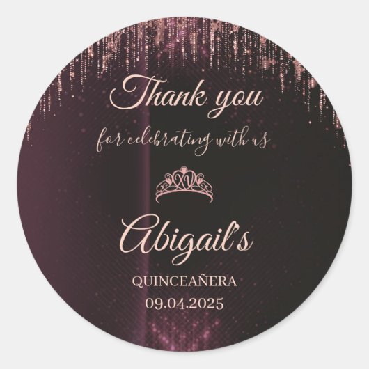 Personalized Quinceañera Stickers | Custom Name &  ラウンドシール (正面)