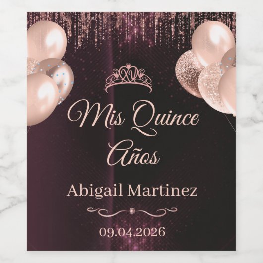 Personalized Quinceañera Wine Bottle Label | Quinc ワインラベル (シングルラベル)