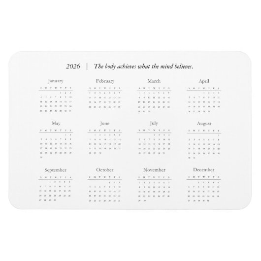 Personalized Quote 2026 Calendar Magent マグネット (横)