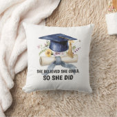 Personalized Quote and Name Floral Graduation クッション (ブランケット)