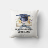 Personalized Quote and Name Floral Graduation クッション (正面)