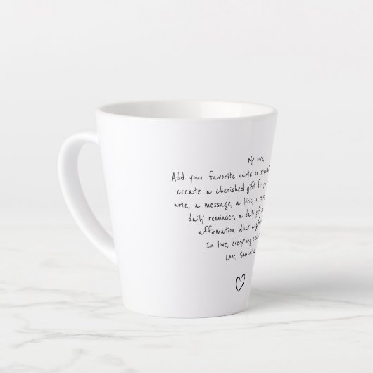 Personalized Quote Handwritten Coffee Tea カフェラテマグ (左アングル)