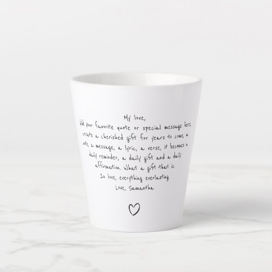 Personalized Quote Handwritten Coffee Tea カフェラテマグ (正面)