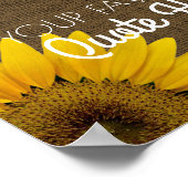 Personalized Quote | Rustic Burlap Sunflowers Sign ポスター (角)