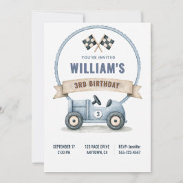 Personalized Race Car Birthday Invitation 招待状