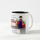 Personalized Race Car, Stock Car - Male Cartoon Co ツートーンマグカップ (正面右)