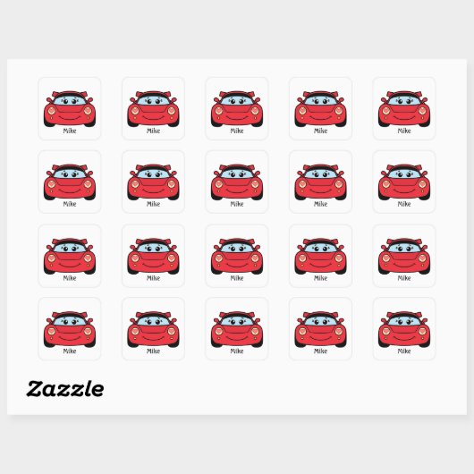 Personalized Race Car Valentine Sticker スクエアシール (シート)