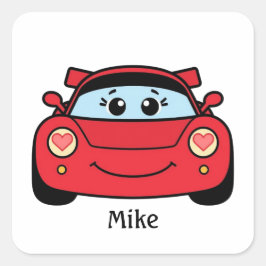 Personalized Race Car Valentine Sticker スクエアシール