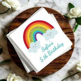Personalized Rainbow 5th Birthday Cute Kids Party スタンダードカクテルナプキン