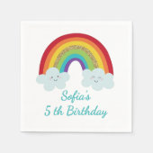 Personalized Rainbow 5th Birthday Cute Kids Party スタンダードカクテルナプキン (正面)