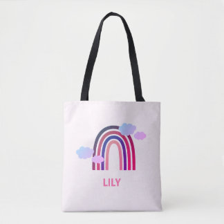 Personalized Rainbow and Clouds Tote Bag for Kids  トートバッグ