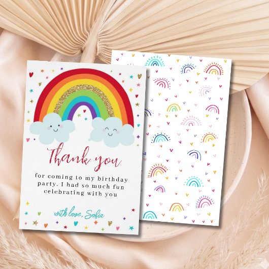 Personalized Rainbow Birthday Thank You Card Cute  サンキューカード