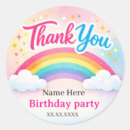 Personalized Rainbow Birthday Thank You Stickers ラウンドシール