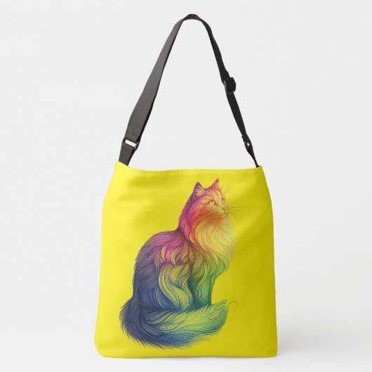 Personalized Rainbow Cat Monogram  クロスボディバッグ (裏面)