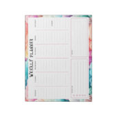 Personalized Rainbow Cloud Border, Weekly Planner ノートパッド (回転)