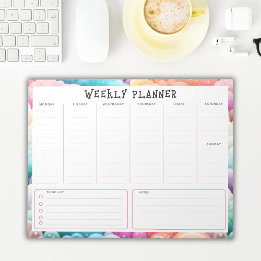 Personalized Rainbow Cloud Border, Weekly Planner ノートパッド