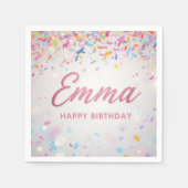 Personalized Rainbow Confetti Birthday Napkins Cus スタンダードカクテルナプキン (正面)