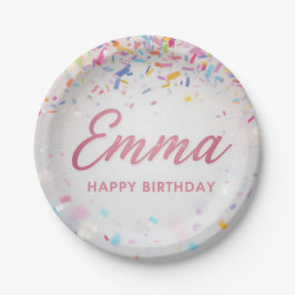 Personalized Rainbow Confetti Birthday Napkins Cus ペーパープレート