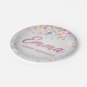 Personalized Rainbow Confetti Birthday Napkins Cus ペーパープレート (アングル)