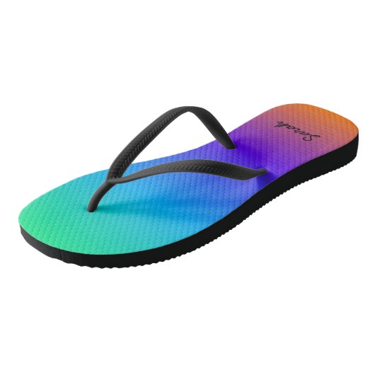 Personalized Rainbow Flip Flops ビーチサンダル (アングル)