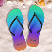 Personalized Rainbow Flip Flops ビーチサンダル