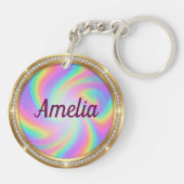 Personalized Rainbow Glitter Butterfly Name  キーホルダー (裏面)