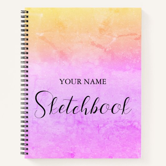 Personalized Rainbow Gradient Name Sketchbook ノートブック (正面)