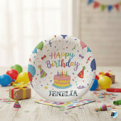Personalized Rainbow Happy Birthday Cake Balloons ペーパーボウル