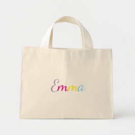 Personalized Rainbow Name Tote Bag ミニトートバッグ