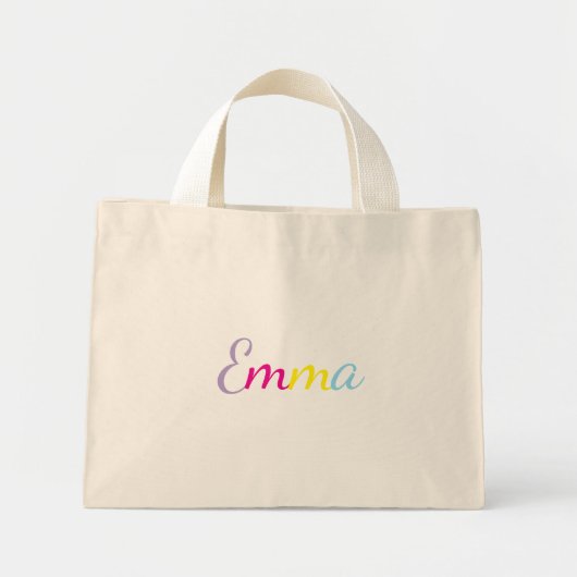 Personalized Rainbow Name Tote Bag ミニトートバッグ (正面)