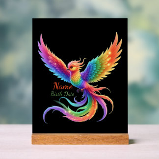 Personalized Rainbow Phoenix Name Birthdate Gift アクリルサイン